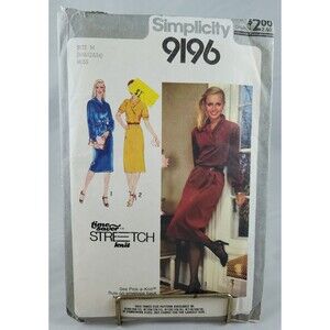 Vintage Misses Pullover Dress and Tie Belt, Simplicity Sewing Pattern 9196